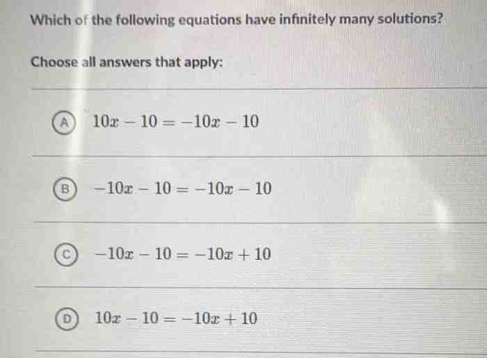 Equations solution following system choose