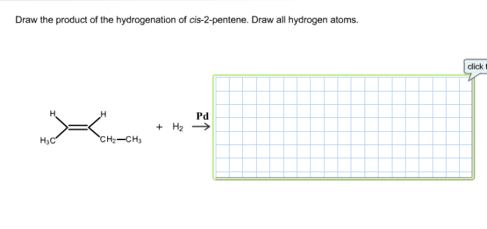 Hydrogenation cis draw pentene hydrogen atoms h3 pd transcribed text show